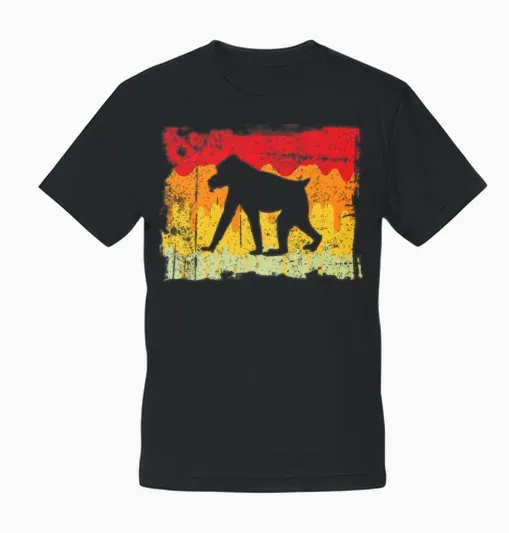 Monkey Retro Unisex T-Shirt - Black