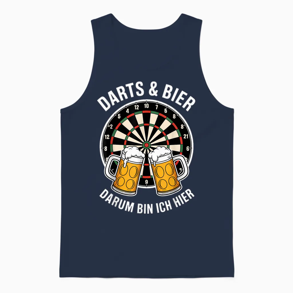 Darts Und Bier Darum Bin Ich Hier Funny Dart Unisex Tank Top in Navy