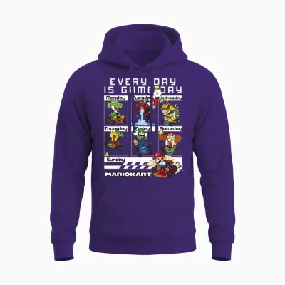 Mario Kart Everyday Is Game Day Group Shot Graphic Unisex Hoodie - Purple