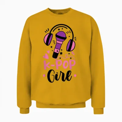K-Pop Girl Saying Gift for K Pop Lovers T-Shirt, White Unisex Sweatshirt - Gold
