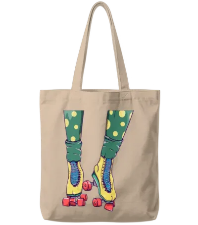 Retro Yellow Roller Skates Tote Bags - Natural