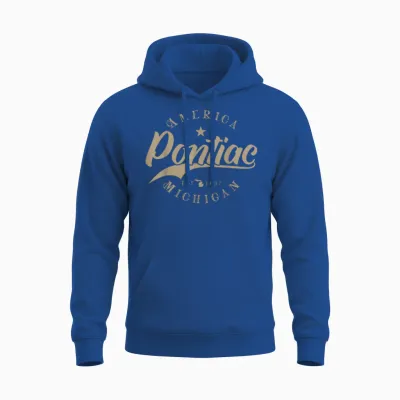 Pontiac Mi Michigan T-Shirt, Black Unisex Hoodie - Royal