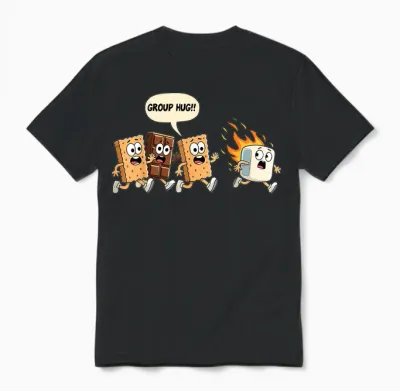 Group Hug Marshmallow Campfire Smores Funny Camping Unisex T-Shirt - Black