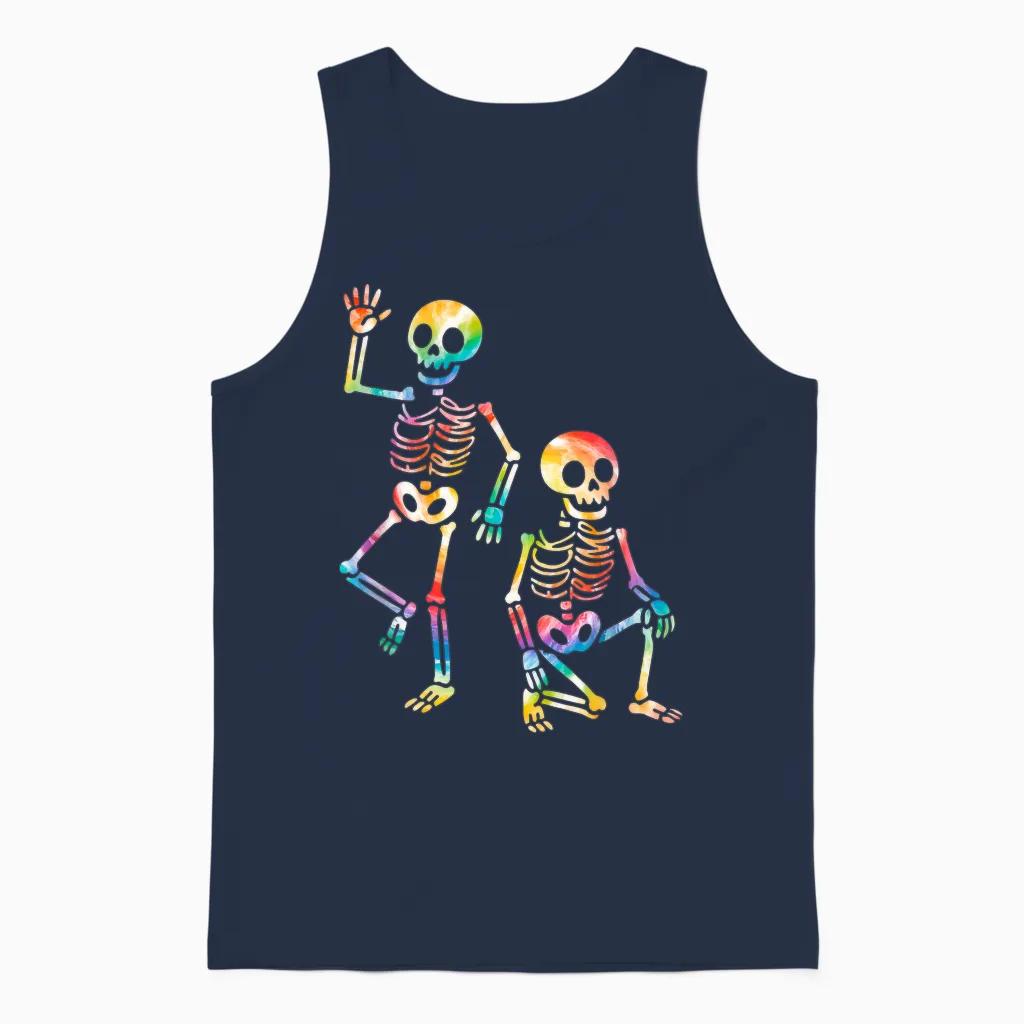 Funny Halloween Trump Skeleton Trump Unisex Tank Top in Navy