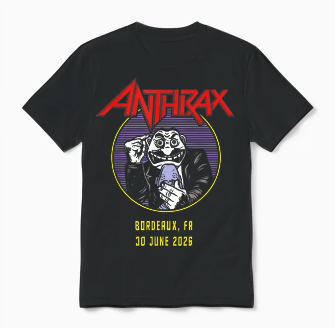 Anthrax World Tour 2026 Bordeaux Unisex T-Shirt in Black