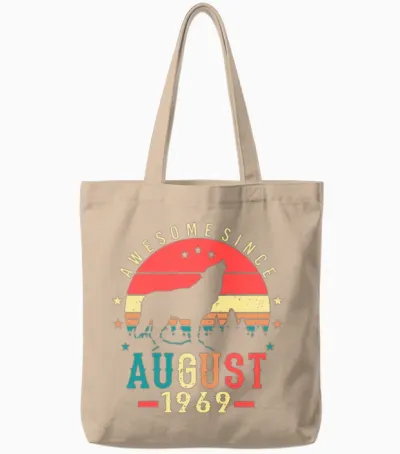 1969 August Retro Tote Bags - Natural