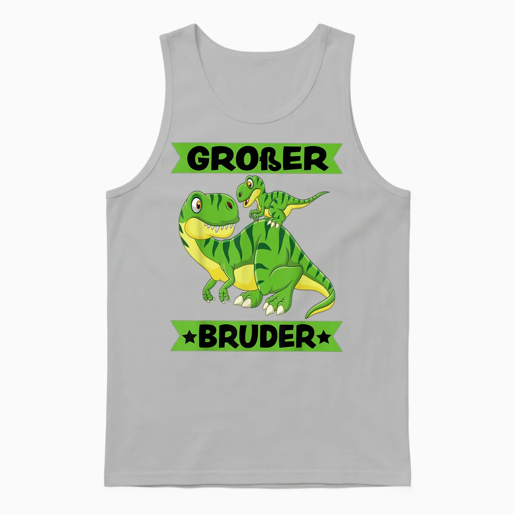 Dinosaur Big Brother 2025 Cute T-Rex Dino Unisex Tank Top in Ash