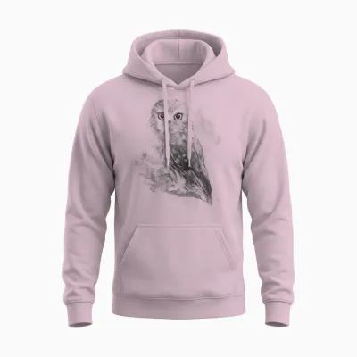 Stunning Northern Owl Monochrome Unisex Hoodie - Light Pink