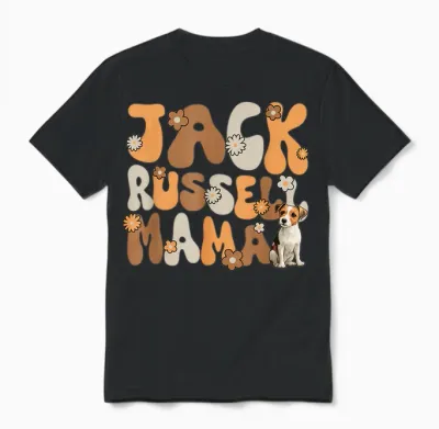 Jack Russell Terrier Groovy World's Best Jack Russell Mama Unisex T-Shirt - Black