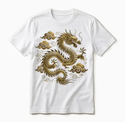 Dragon Asian Clouds Vintage Chinese Japanese Men Women Unisex T-Shirt - White
