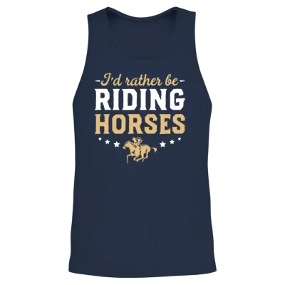 I D Rather Be Riding Horses Horse Gift Clothing Unisex Tank Top - Navy