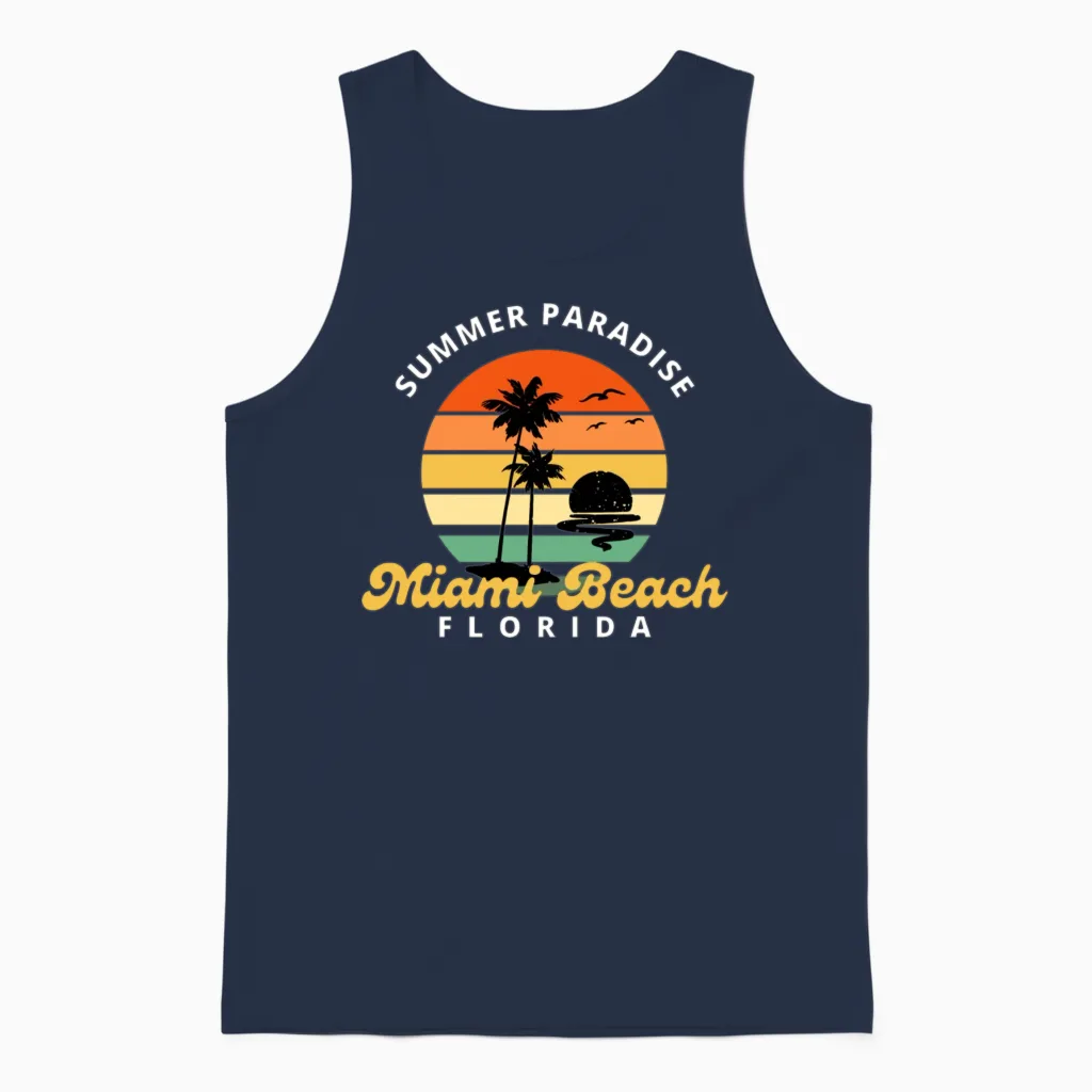Miami Beach - Summer & Unisex Tank Top in Navy