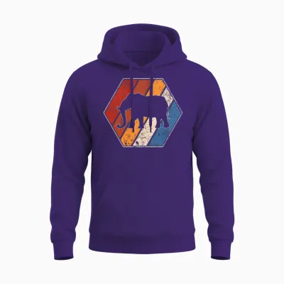 Elephant Retro Unisex Hoodie - Purple