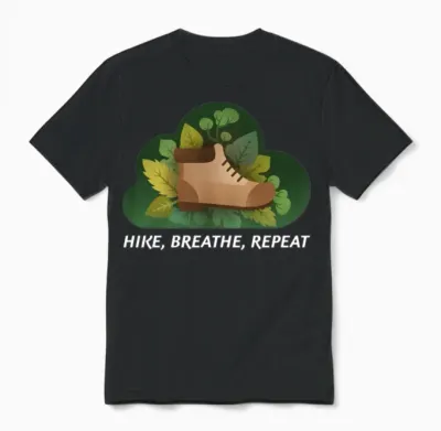 Hike, Breathe, Repeat Hiking Unisex T-Shirt - Black