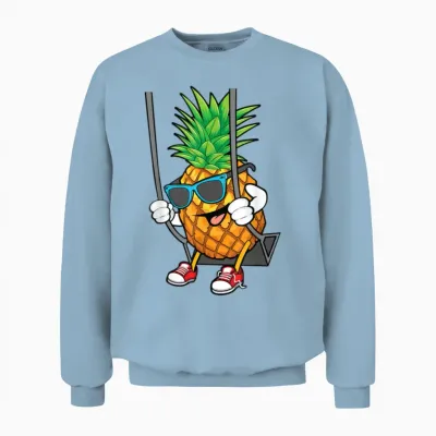 Funny Swinging Pineapple Swinger Comic Unisex Sweatshirt - Light Blue