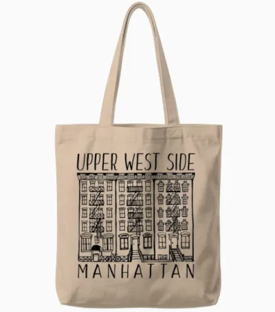 Upper West Side Manhattan New York T-Shirt, White, S Tote Bags - Natural