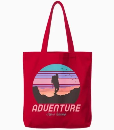 Adventure Has a Bearing Compass Hiking Tote Bags - Red