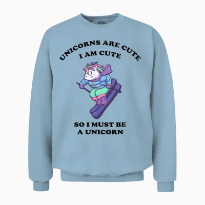 Einhorn Loves Winter Sports Unisex Sweatshirt - Light Blue