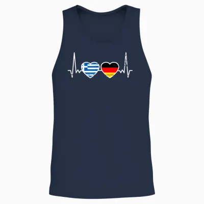 Griechenland Deutschland Herzschlag Flagge Deutsch Grieche Unisex Tank Top - Navy
