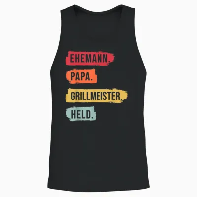 Herren Ehemann Papa. Grillmeister Papa Grillmeister Unisex Tank Top - Black