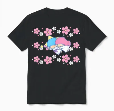 Little Twin Stars Tropical Flowers Unisex T-Shirt - Black