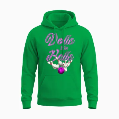 Dolls with Balls Funny Women Girls Bowling Team Unisex Hoodie - Irish Green