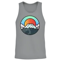 Vintage Mountain Sunset - Snowy Mountain Design Unisex Tank Top - Sport Grey – 2
