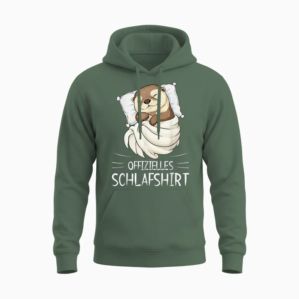Official Sleep Shirt Otter Pyjamas Unisex Hoodie in Military Green