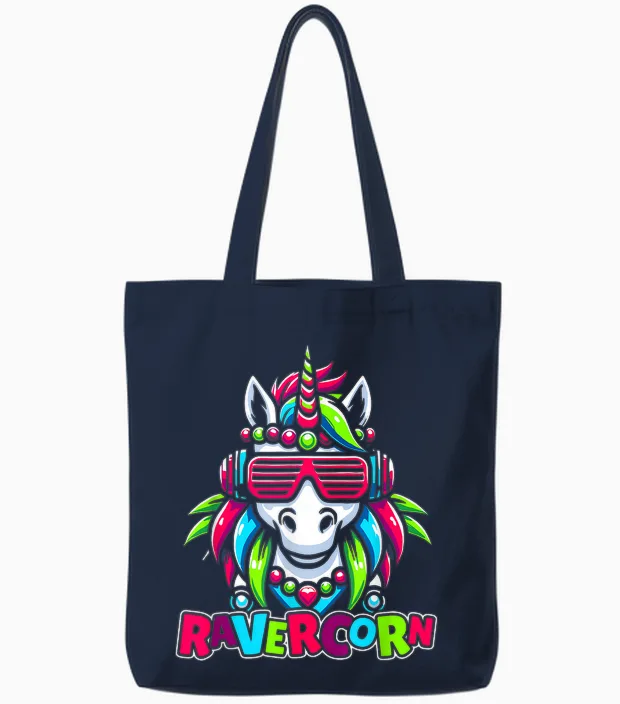 Techno Unicorn Music - Party Rave Nightclub Dj Techno Tote Bags in Navy