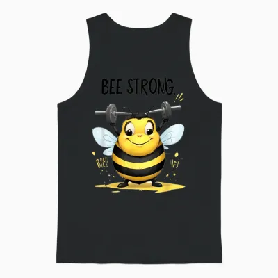 Lustige Mollige Gelbe Biene: Be Strong Unisex Tank Top - Black