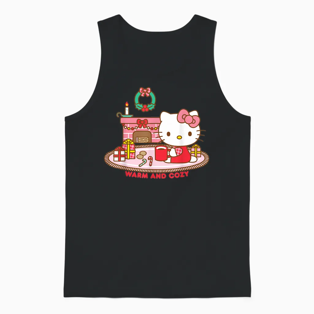 Hello Kitty Warm and Cozy Christmas Unisex Tank Top in Black