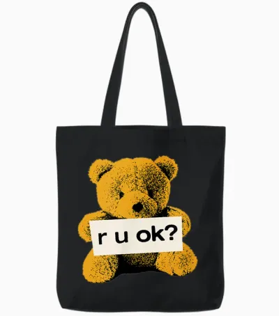 Official Yungblud Teddy R U Ok? Black Tote Bags - Black