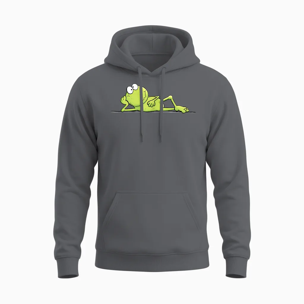 Relax Frosch Handgemaltes Lustiges Frosch Motiv Fun Unisex Hoodie in Charcoal