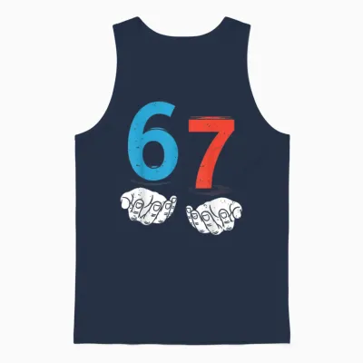 67 Six Seven Meme Gen Alpha Slang 6 7 Hands Funny Boys Unisex Tank Top - Navy