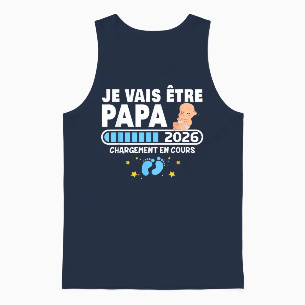 Je Vais être Papa 2026 T-Shirt Man Future Papa 2026 Unisex Tank Top in Navy