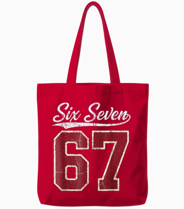 Six Seven Meme Boys Girls Kids 67 Baseball Jersey Tote Bags in Red