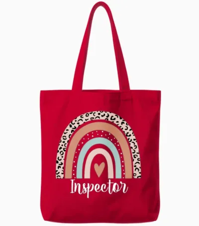 Inspector Rainbow Leopard Funny Inspector Tote Bags - Red
