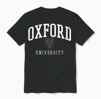 Oxford Logo White T-Shirt, Blue, S Unisex T-Shirt - Black