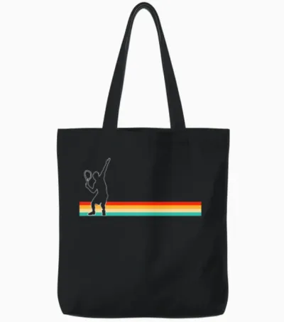Tennis Retro Tote Bags - Black