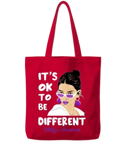 It's Ok to Be Different Vitiligo Awareness Tote Bags - Red