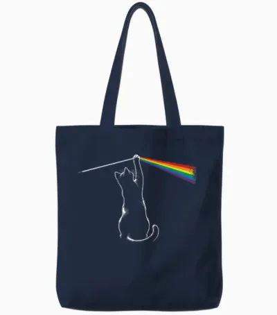 Playing with Light Cat Gift Men Kids Women Funny Cat Tote Bags - Navy