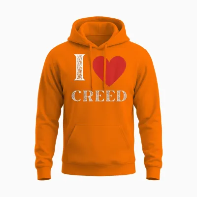 Vintage I Heart Creed First Name Personalized I Love Creed Unisex Hoodie - Safety Orange