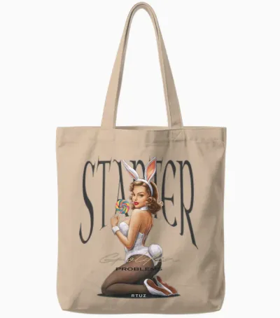 Hip Hop Vintage Hipster Y2k Edgy Urban Backprint Streetwear Tote Bags - Natural