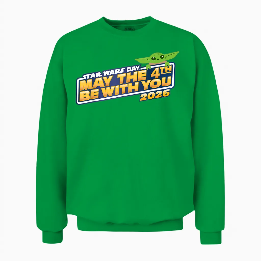 Star Wars Day: May the 4th Be with You 2026 Grogu Logo Unisex Sweatshirt in Irish Green
