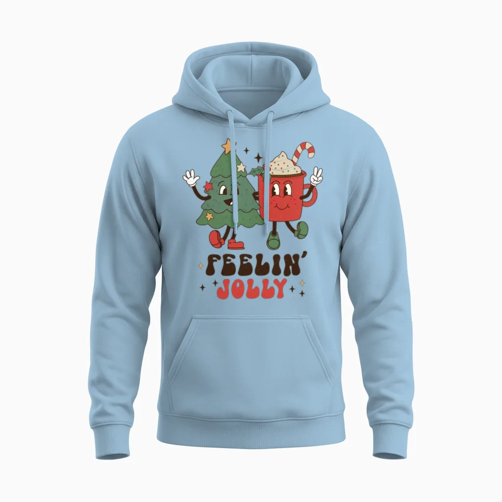 Retro Christmas Unisex Hoodie in Light Blue