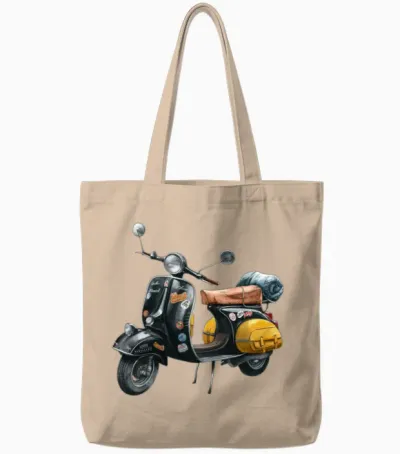 Vintage Italian Retro Scooter Adventure Travel Tote Bags - Natural