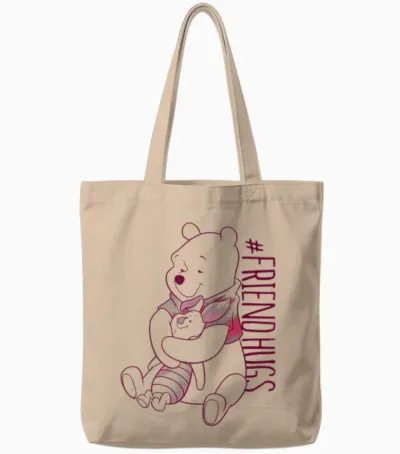 Disney Winnie the Pooh Piglet the Pooh Friend Hugs T-Shirt, White, S Tote Bags - Natural