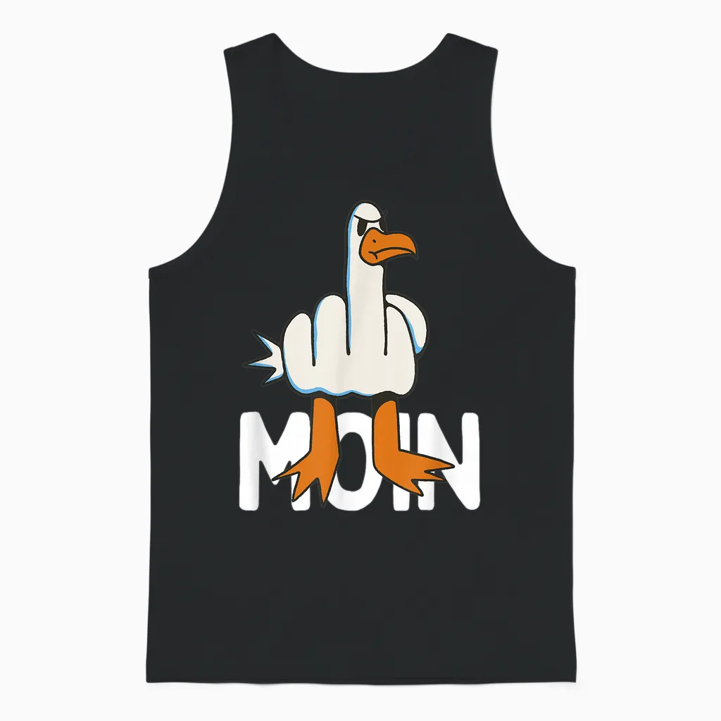 Hamburger Möwe Moin Middle Finger Funny Hamburg T-Shirt, Gray Unisex Tank Top in Black