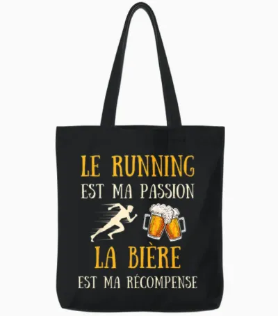 Running Beer Man Humour Running Gift Idea Vintage T-Shirt, Black, S Tote Bags - Black