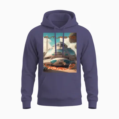 Retro Futurescape Unisex Hoodie - Heather Sport Dark Navy